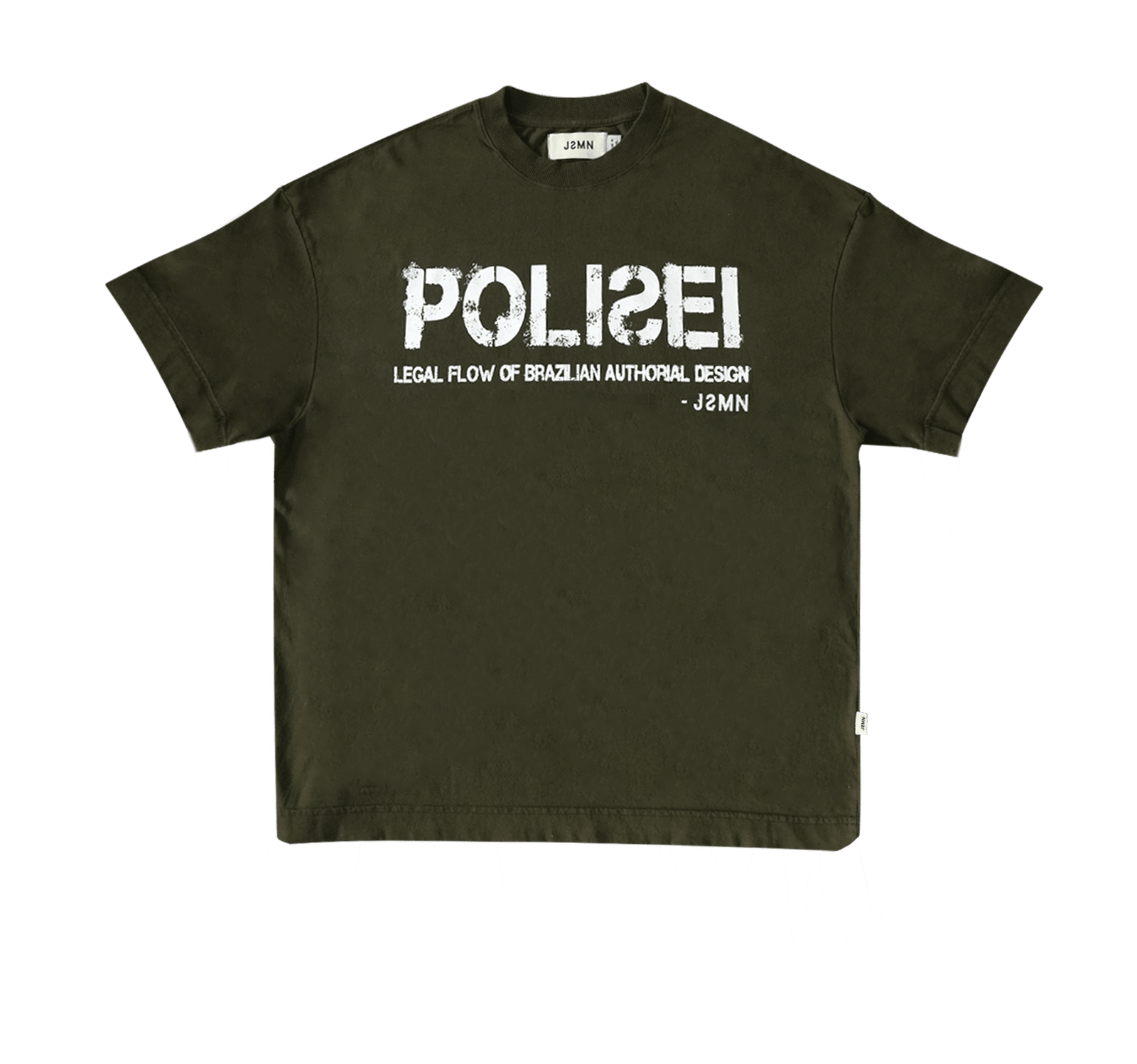 Camiseta POLIZEI Oversized Verde Militar da JSMN
